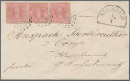 Bayern - Marken Und Briefe: 1849, Ziffern 1 Kr. Rosa In Type I Als Dreierstreifen Allseits Voll7brei - Altri & Non Classificati