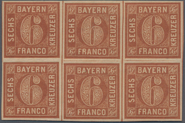 Bayern - Marken Und Briefe: 1850, Ziffern 6 Kr. Rötlichbraun POSTFRISCHER SECHSERBLOCK In Type III, - Other & Unclassified