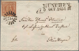 Bayern - Marken Und Briefe: 1850, Ziffern 6 Kr. Braunorange In Type II, Platte 1 Auf PRÄGE-ZIERBRIEF - Sonstige & Ohne Zuordnung