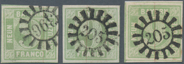 Bayern - Marken Und Briefe: 1850, Ziffern 9 Kr. In Aa-Farbe Mattbäulichgrün Gestempelt In Den Typen - Altri & Non Classificati