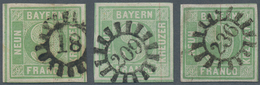 Bayern - Marken Und Briefe: 1850, Ziffern 9 Kr. In B-Farbe Blaugrün Gestempelt In Den Typen I, II Un - Autres & Non Classés