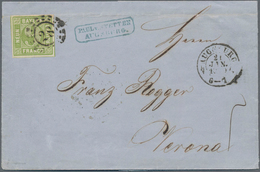 Bayern - Marken Und Briefe: 1850 Ziffern 9 Kr. Gelbgrün, Type I Von "AUGSBURG 21 JAN 1860" Nach Vero - Other & Unclassified