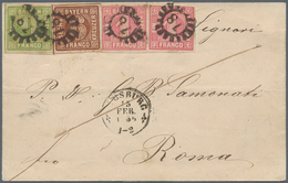 Bayern - Marken Und Briefe: 1850, Ziffern 9 Kr. Gelbgrün, Type II , Paar 1 Kr. Rosa + 6 Kr. Rötlichb - Other & Unclassified