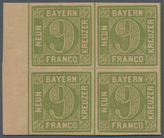 Bayern - Marken Und Briefe: 1850, Ziffern 9 Kr. In D-Farbe Lebhaftgelbgrün Ein POSTFRISCHER VIERERBL - Altri & Non Classificati