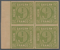 Bayern - Marken Und Briefe: 1850, Ziffern 9 Kr. In D-Farbe Lebhaftgelbgrün Ein POSTFRISCHER VIERERBL - Sonstige & Ohne Zuordnung