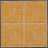 Bayern - Marken Und Briefe: 1854, Ziffern 18 Kr. Gelborange Als POSTFRISCHER VIERERBLOCK, Farbfrisch - Altri & Non Classificati