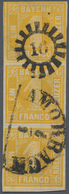 Bayern - Marken Und Briefe: 1862, 1 Kreuzer Gelb Im Senkr. 3er-Streifen Entwertet Mit Klarem GMR "16 - Otros & Sin Clasificación