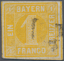 Bayern - Marken Und Briefe: 1862, 1 Kreuzer Gelb Mit Runden Ecken Leicht Gestempelt, Dünne Stelle, D - Altri & Non Classificati