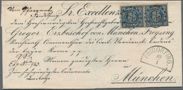 Bayern - Marken Und Briefe: 1862, Ziffern 6 Kr. Blau Im Paar Auf Vordruck-Bischofsbriefhülle Mit OMR - Other & Unclassified