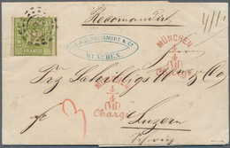 Bayern - Marken Und Briefe: 1862, Ziffern 12 Kr. Gelblichgrün Als EINZELFRANKATUR Als Einschreiben G - Autres & Non Classés