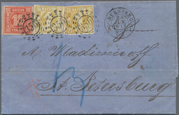 Bayern - Marken Und Briefe: 1862 Ziffern 18 Kr. Rot + 2x 1 Kr. Gelb Auf Brief Von "NÜRNBERG 23 JUN 1 - Sonstige & Ohne Zuordnung