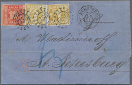 Bayern - Marken Und Briefe: 1862 Ziffern 18 Kr. Rot + 2x 1 Kr. Gelb Auf Brief Von "NÜRNBERG 23 JUN 1 - Autres & Non Classés