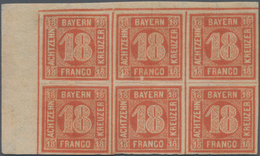 Bayern - Marken Und Briefe: 1862, Ziffern 18 Kr. In B-Farbe Orangerot Als Linker Oberer ECKRAND-SECH - Andere & Zonder Classificatie