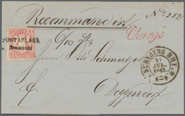 Bayern - Marken Und Briefe: 1862, Wappen 3 Kr. Rosa Mit L2 "POSTABLAGE Steinbühl", Roter "Charge" Un - Other & Unclassified