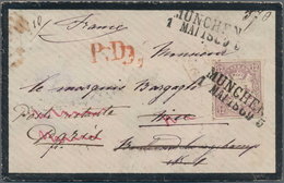 Bayern - Marken Und Briefe: 1867, Wappen 12 Kr. Geschnitten Auf Brief Von München Nach Nizza U. Pari - Other & Unclassified