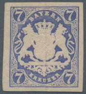 Bayern - Marken Und Briefe: 1868, Wappen 7 Kr. Ultramarin Ungebraucht Mit Originalgummi Und Falzrest - Autres & Non Classés