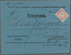 Bayern - Marken Und Briefe: 1870, Wappen 3 Kr. Rosa Auf TELEGRAMM Mit Blauem K1 "EGGMÜHL 16 11" Nach - Altri & Non Classificati