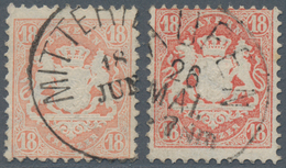 Bayern - Marken Und Briefe: 1873, Wappen 18 Kr. Mit Wasserzeichen X In A-Farbe Mattorange Und B-Farb - Otros & Sin Clasificación