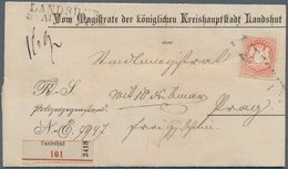 Bayern - Marken Und Briefe: 1870 Wappen 18 Kr. B-Farbe Dunkelziegelrot WZ X Als WERTBRIEF-EINZELFRAN - Other & Unclassified