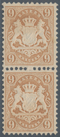 Bayern - Marken Und Briefe: 1873, Wappen 9 Kr. Braunorange SENKRECHTES PAAR Gezähnt Mit Wasserzeiche - Andere & Zonder Classificatie