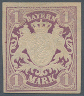 Bayern - Marken Und Briefe: 1874, Wappen 1 Mark Violett Geschnitten Mit Wasserzeichen Rauten, Ungebr - Altri & Non Classificati