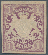 Bayern - Marken Und Briefe: 1874, Wappen 1 Mark Violett Geschnitten Mit Wasserzeichen Rauten, Ungebr - Otros & Sin Clasificación