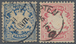 Bayern - Marken Und Briefe: 1876, 10 Pf Mittellilarot Mit Fotokurzbefund BPP Und 20 Pf Preußischblau - Andere & Zonder Classificatie