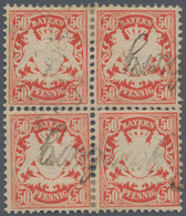 Bayern - Marken Und Briefe: 1876, 50 Pfg Zinnoberrot Im 4er-Block Entwertet Mit Schreibschrift-Stemp - Sonstige & Ohne Zuordnung