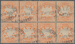 Bayern - Marken Und Briefe: 1876, 2 Mark Orange Im Waager. 8er-Block Mit Seltenem Kleinen, Einzeln A - Altri & Non Classificati