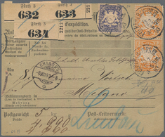 Bayern - Marken Und Briefe: 1890: 2x 2 M Orange, Senkrechtes Paar, Und 20 Pfg Blau Auf Paketbegleitk - Other & Unclassified