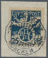 Bayern - Marken Und Briefe: 1912, Halbamtliche Flugpostmarke 25 Pf. Auf Briefstück Mit Stempel "MÜNC - Altri & Non Classificati