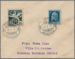 Bayern - Marken Und Briefe: 1912, 25 Pf Blau Flugpostmarke MiF Mit 20 Pf Luitpold Auf Kleinem Brief - Otros & Sin Clasificación