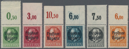Bayern - Portofreiheitsmarken: 1919/1920, Freimarken Ludwig Sechs Werte Vom Oberrand Mit Lochung "K" - Autres & Non Classés