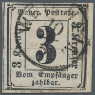 Bayern - Portomarken: 1862 Portomarke 3 Kr. Geschnitten Mit Sehr Seltenem Fingerhut-K1 "WEILHEIM 10/ - Autres & Non Classés