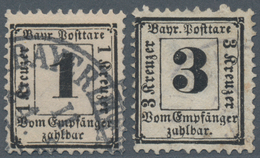 Bayern - Portomarken: 1870 Portomarken 1 Kr. Und 3 Kr. Gezähnt Mit Wasserzeichen X (enge Rauten) Ges - Andere & Zonder Classificatie