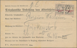 Bayern - Portomarken: 1910, 5 Pf Grau Im Waager. Paar Auf Formular "Teleph. Bestellung V. Mietfuhrwe - Otros & Sin Clasificación