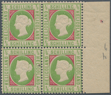 Helgoland - Marken Und Briefe: 1869, QV ½ Schilling Im POSTFRISCHEN LUXUS-VIERERBLOCK Auf Dickem Pap - Helgoland
