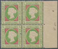 Helgoland - Marken Und Briefe: 1869, QV ½ Schilling Im POSTFRISCHEN LUXUS-VIERERBLOCK Auf Dickem Pap - Heligoland