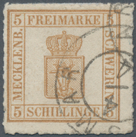 Mecklenburg-Schwerin - Marken Und Briefe: 1864, 5 Schilling Orangebraun, Sehr Dickes Papier Gestempe - Mecklenburg-Schwerin