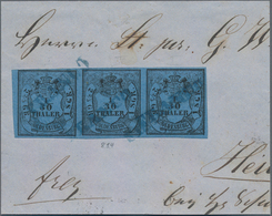 Oldenburg - Marken Und Briefe: 1852 1/10 Th. Farbfrischer, Vollrandiger Waager. Dreierstreifen Auf B - Oldenburg