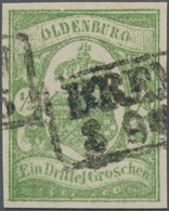 Oldenburg - Marken Und Briefe: 1859, 1/3 Groschen Schwarz/grün, Sperati-Fälschung Mit Teilstempel BR - Oldenburg