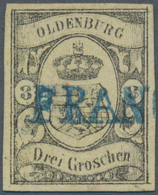 Oldenburg - Marken Und Briefe: 1859, 3 Groschen Schwarz A. Gelb Entwertet Mit Blauem L1 "FRAN(CO)", - Oldenbourg