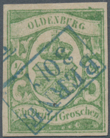 Oldenburg - Marken Und Briefe: 1861, ⅓ Gr. Blaugrün, Farbfrisches Und Allseits Voll- Bis Breitrandig - Oldenbourg