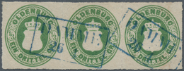 Oldenburg - Marken Und Briefe: 1862, ⅓ Gr. Grün, Farbfrischer Waagerecher 3er-Streifen In Gutem Durc - Oldenburg