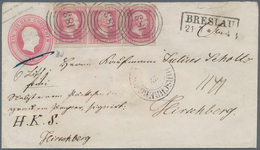 Preußen - Ganzsachen: 1855/57, 1 Sgr. Ganzsachenumschlag Mit Einem 3-er-Streifen 1 Sgr. Rötlichkarmi - Otros & Sin Clasificación