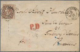 Sachsen - Marken Und Briefe: 1856, 5 Neugroschen Rötlichbraun Auf Auslandsbrief Von „FREIBERG 6. VII - Saxony