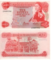 MAURITIUS   10 Rupees   ( Queen Elizabeth II )  P31c.     UNC    ND 1967 - Mauricio