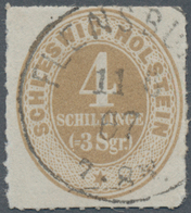 Schleswig-Holstein - Marken Und Briefe: 1865, 4 Schilling Ockerbraun, Sauber Durchstochen, Gestempel - Autres & Non Classés