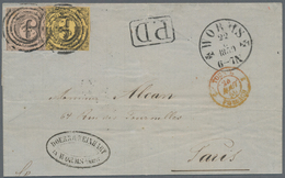 Thurn & Taxis - Marken Und Briefe: 1859, 15 Kreuzer-Frankatur, Bestehend Aus 6 Kr. Schwarz Auf Rosa - Altri & Non Classificati
