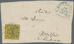 Württemberg - Marken Und Briefe: 1851, 3 Kreuzer Schwarz Auf Gelb Klar Entwertet Mit Blauem HKr "DON - Other & Unclassified